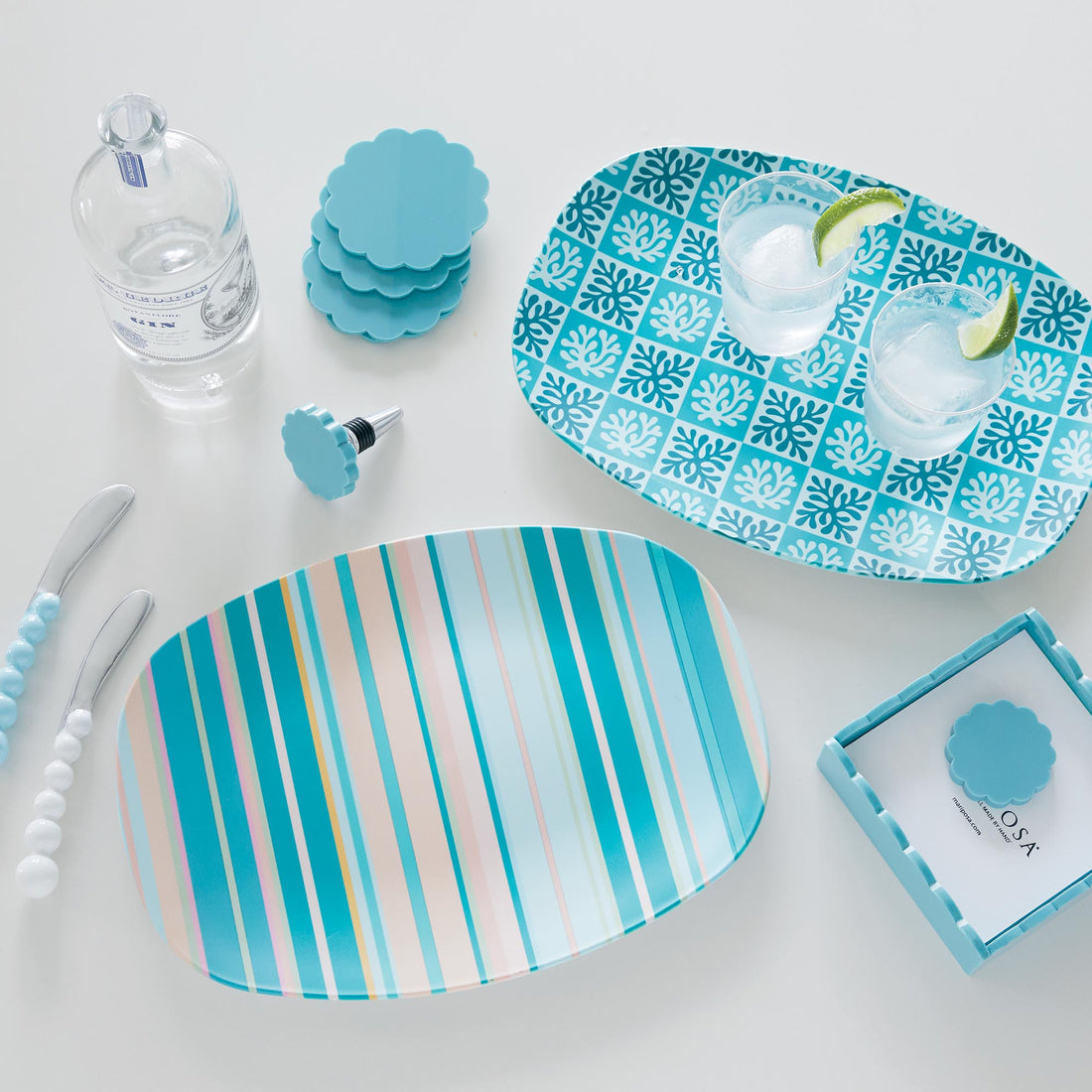 Teal Scallop Acrylic Coaster Set of 4 (3mm)