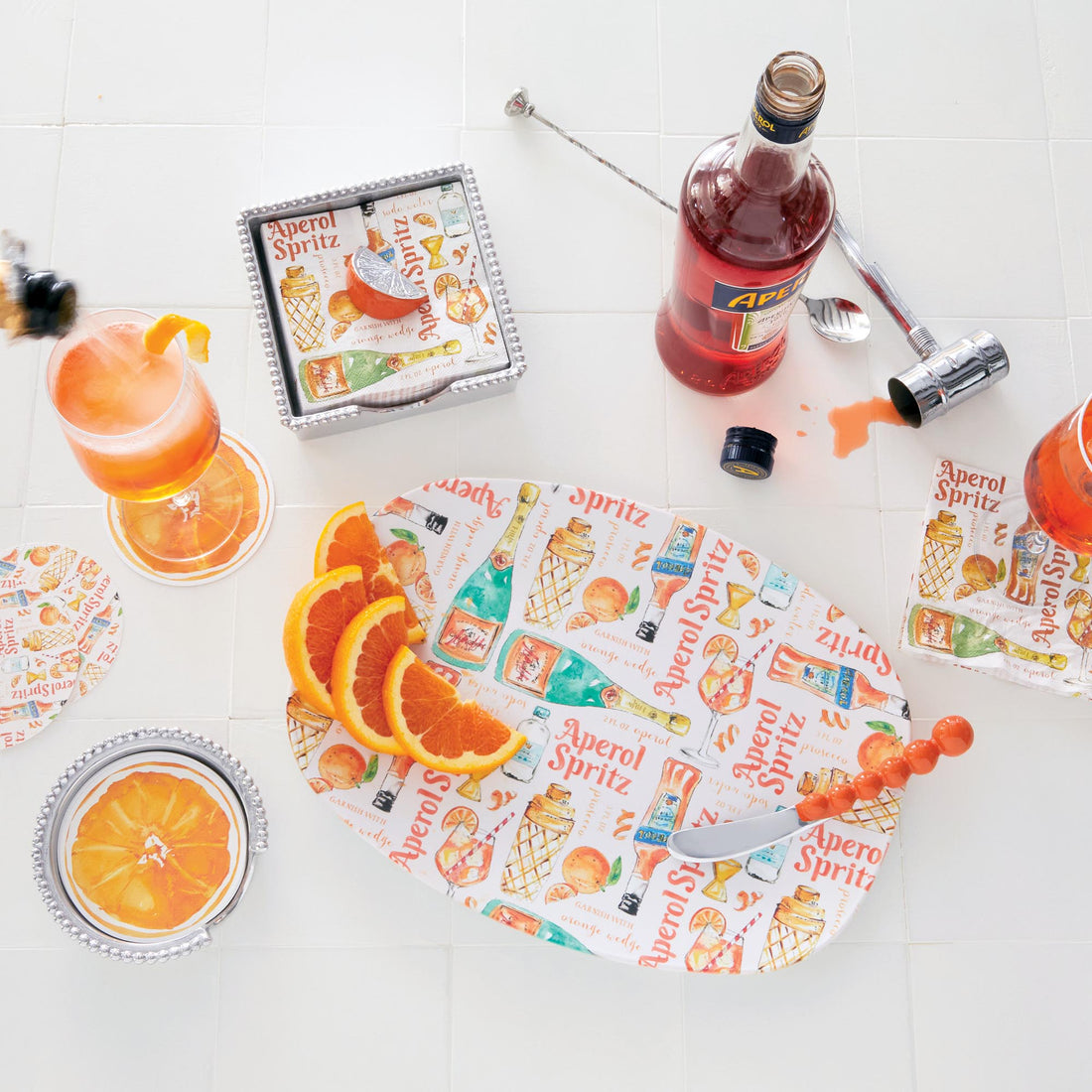 Orange Slice Beaded Napkin Box Set