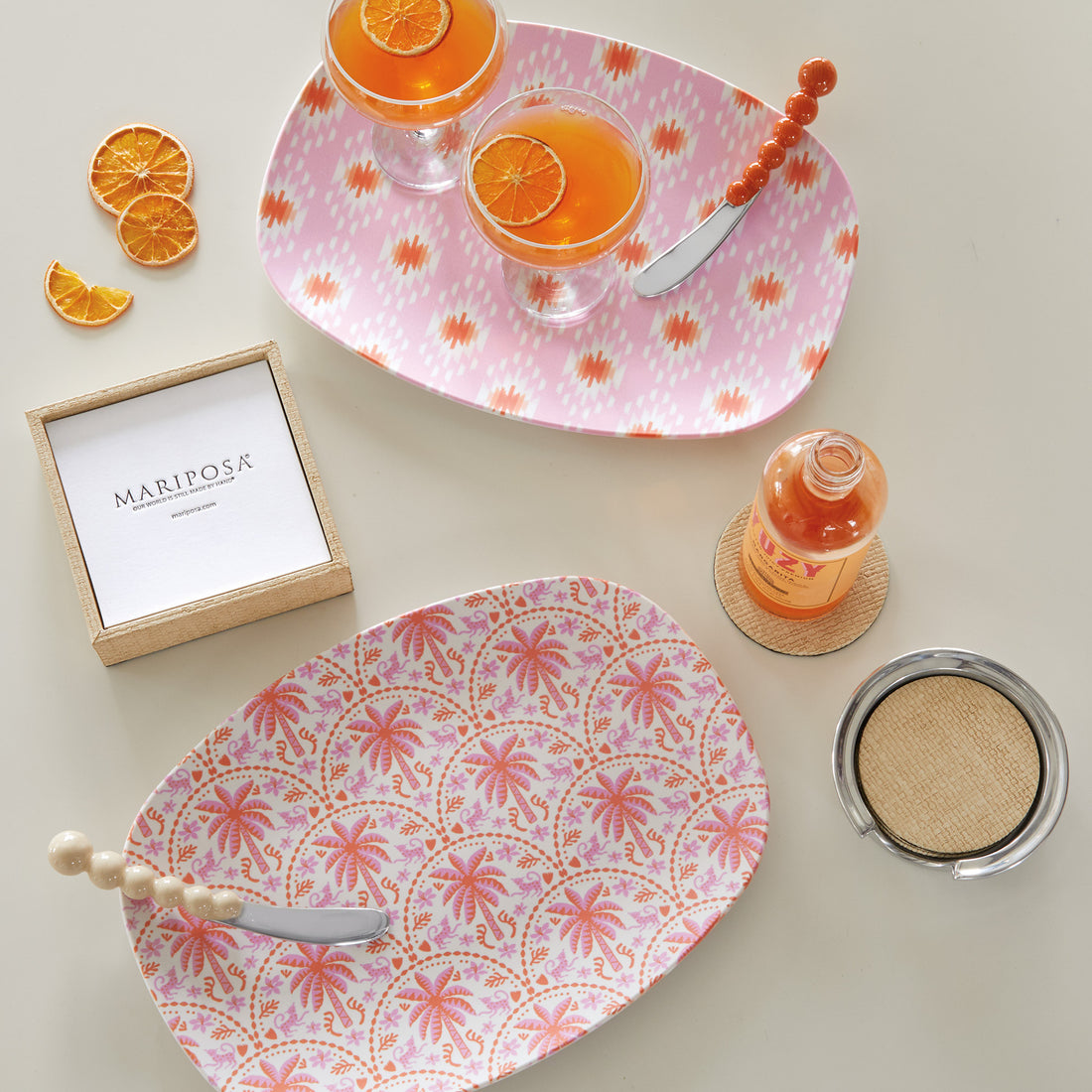 Pink and Orange Ikat Platter