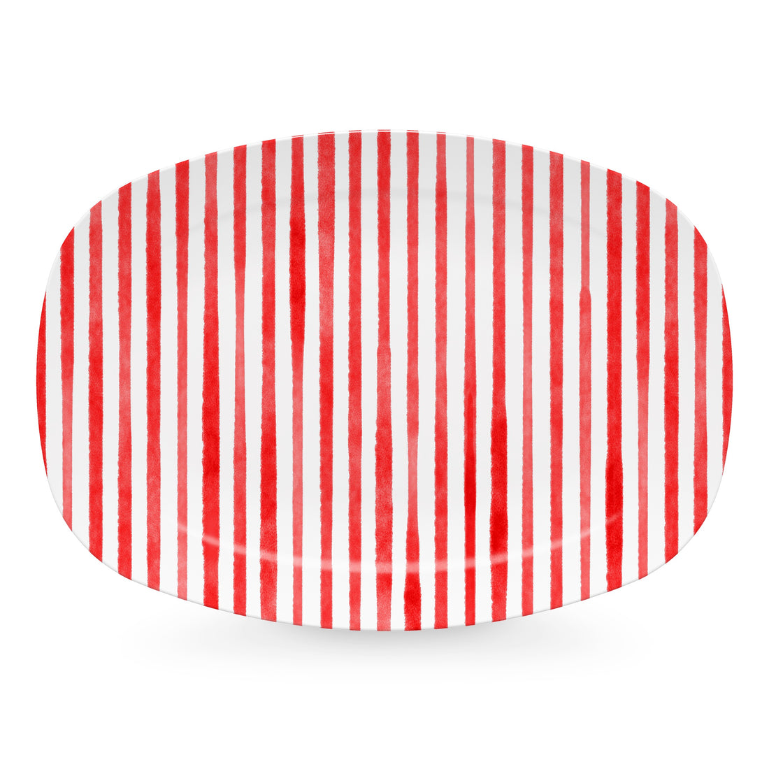 Red Simple Stripes Platter