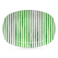 Dark Green Simple Stripes Platter