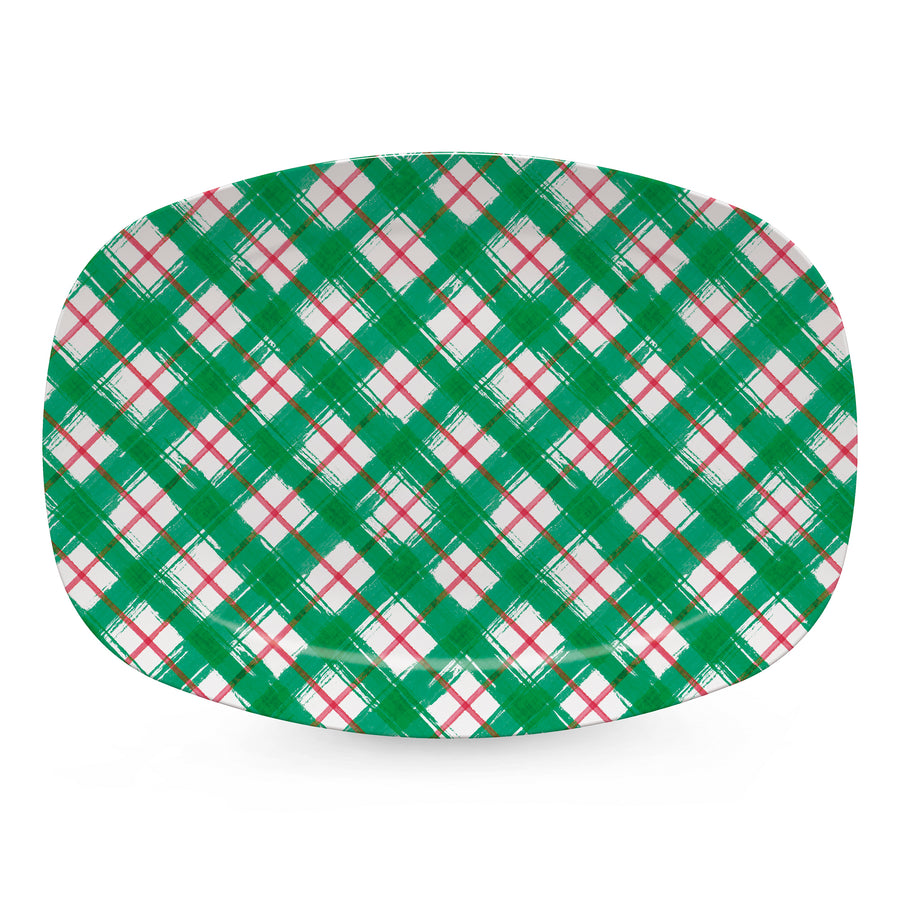 Green and Red Plaid Platter