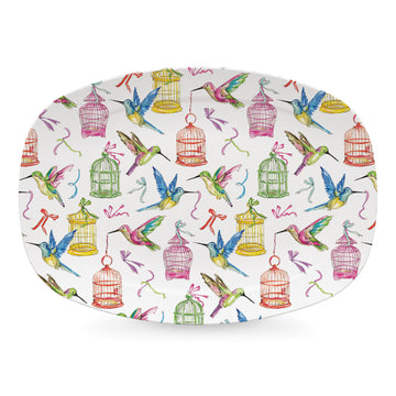 Hummingbird and Birdcages Platter