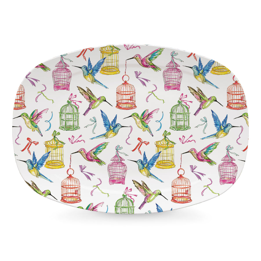 Hummingbird and Birdcages Platter