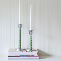 Green Pearled Medium Candlestick Set