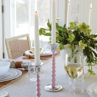 Pink Pearled Small Candlestick Set