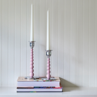 Pink Pearled Small Candlestick Set