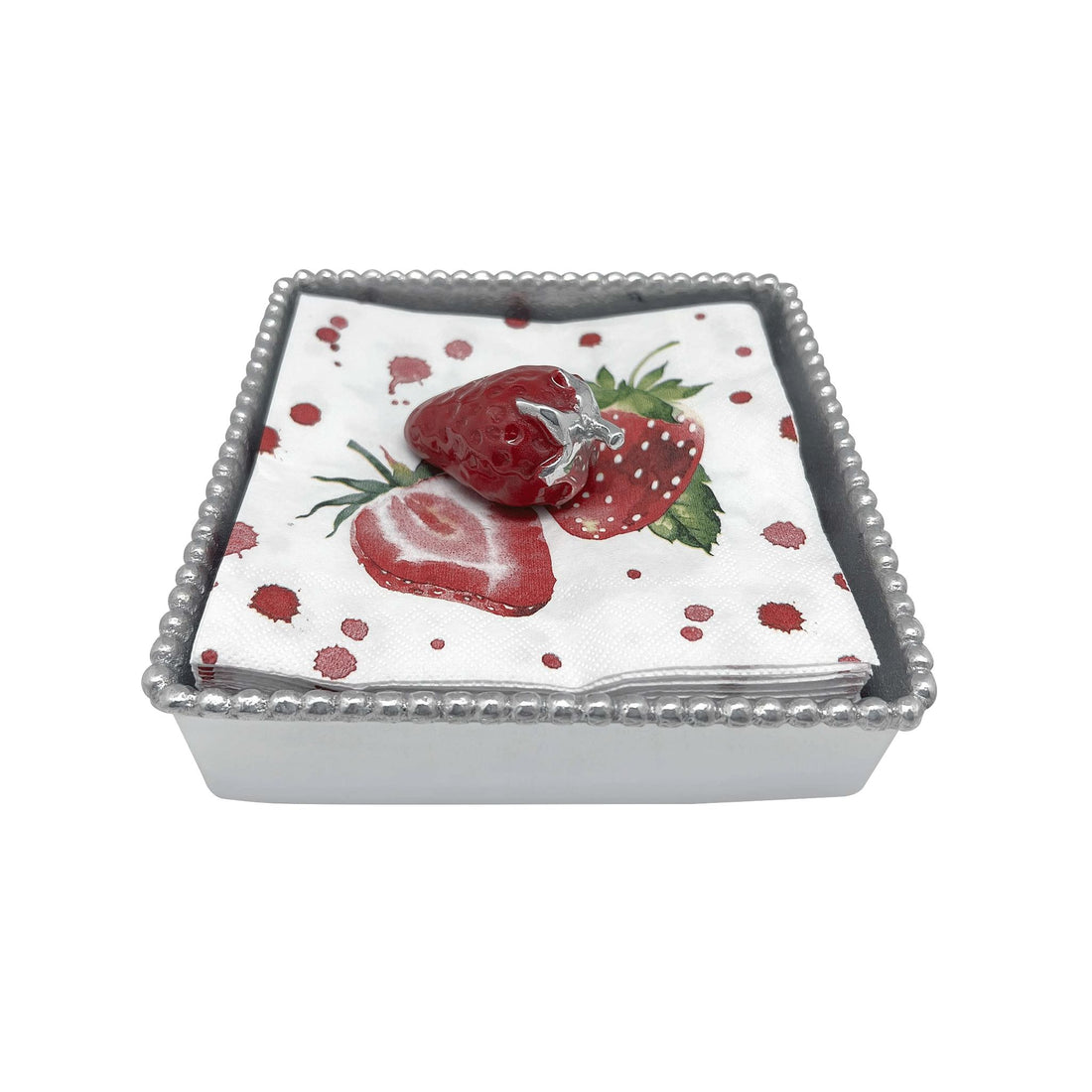 Red Strawberry Beaded Napkin Box Set
