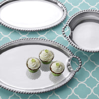 Pearled Round Handle Tray-Serving Trays and More-|-Mariposa