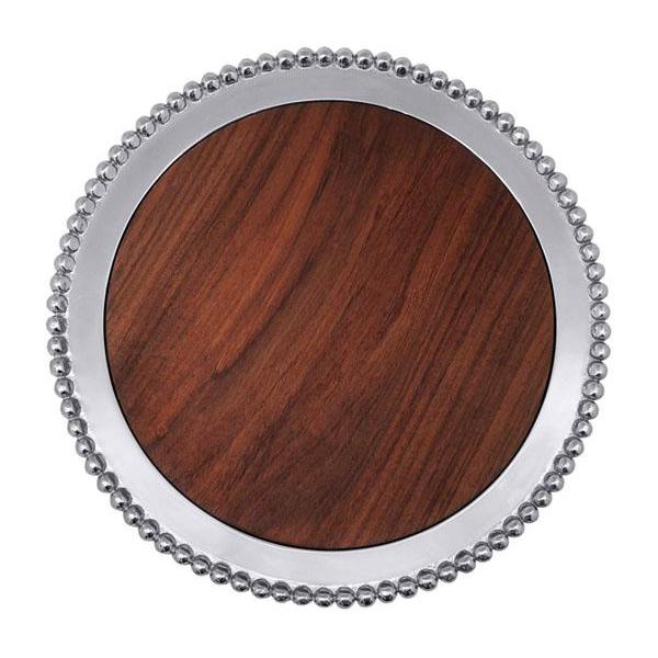 Pearled Round Cheese Board, Dark Wood | Mariposa Serving Trays and More
