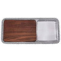 Pearled Cheese & Cracker Server, Dark Wood | Mariposa Serving Trays and More