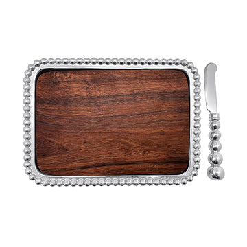 Pearled Small Rectangular Cheese Board and Cheese Spreader Set
