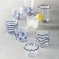 Blue Appliqué Double Old Fashion Glass Suite-Glassware-|-Mariposa