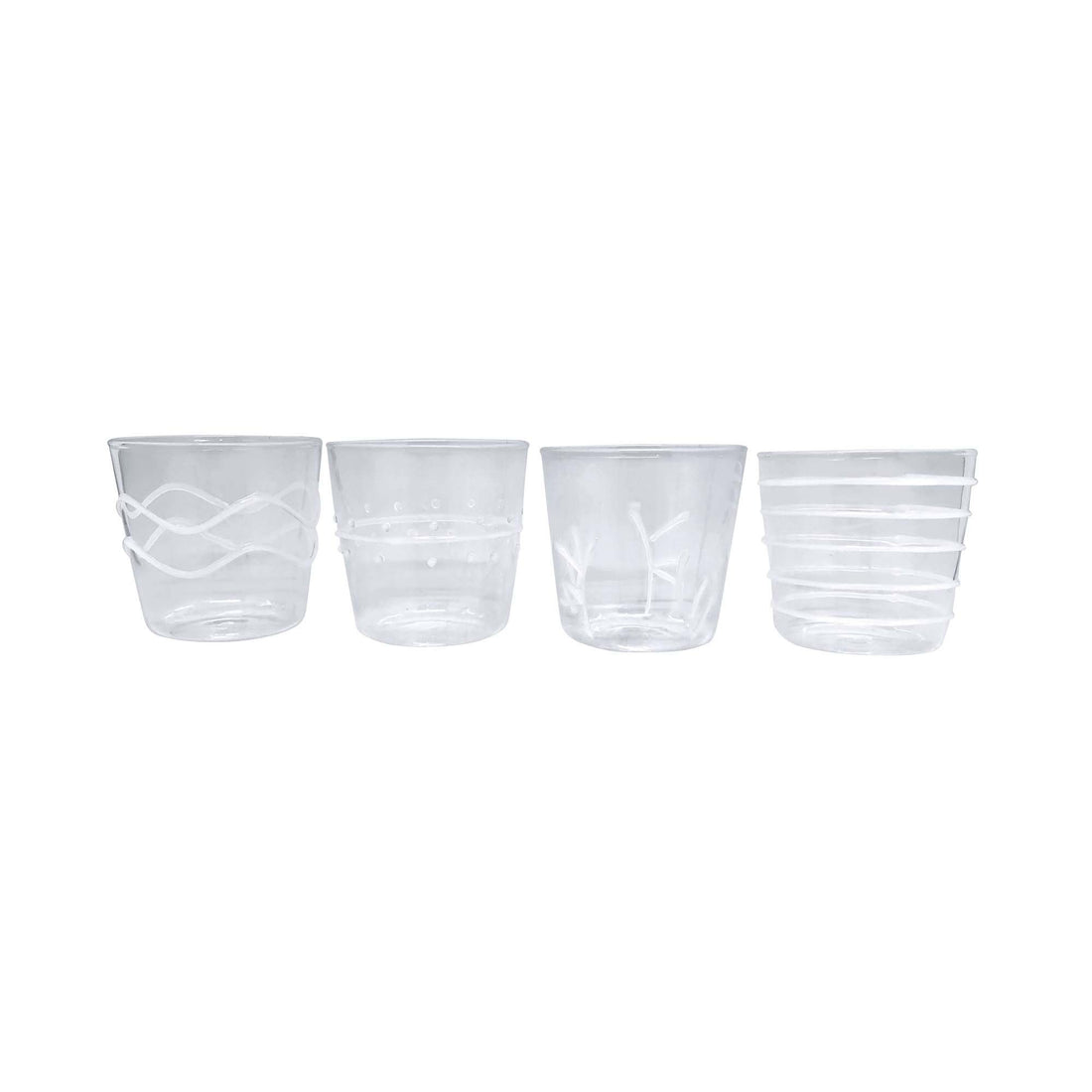 White Appliqu√© Double Old Fashion Glass Suite | Mariposa Glassware