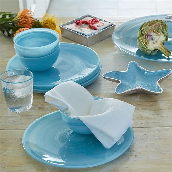 Aqua Alabaster Platter-Platters-|-Mariposa