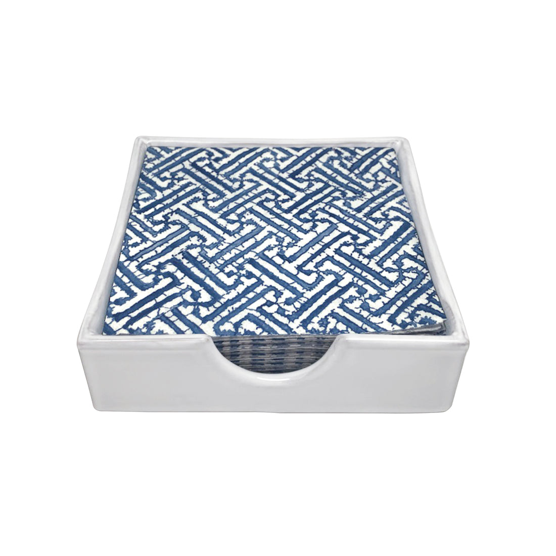 Fretwork Blue Napkin Ceramic Napkin Box