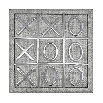 XOXO Pale Gray Faux Grasscloth Classic Tic-Tac-Toe