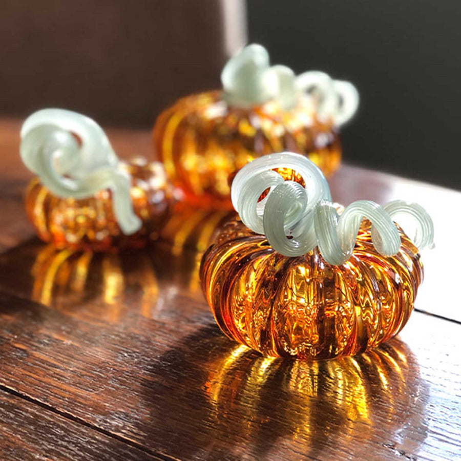Amber Glass Medium Pumpkin -Decorative Accessories | Mariposa