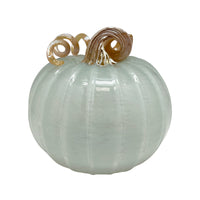 Teal Glass Large Pumpkin with Gold Stem