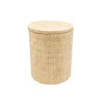 Sand Faux Grasscloth Cotton Ball Canister with Lid