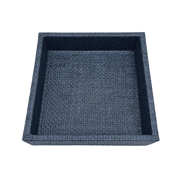 Indigo Faux Grasscloth Napkin Box/Small Tray