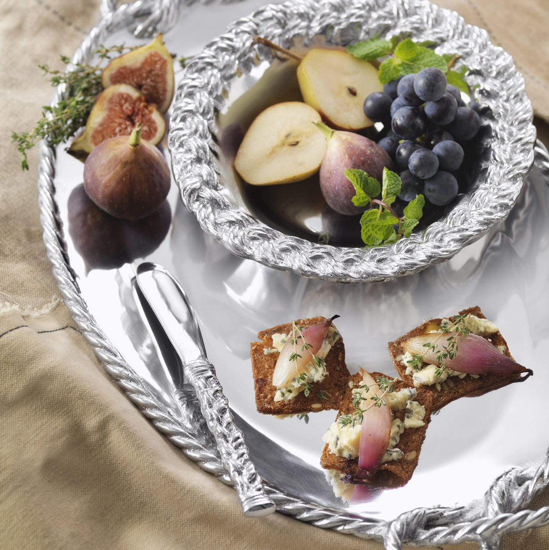 Rope Oval Serving Tray-Serving Trays and More-|-Mariposa