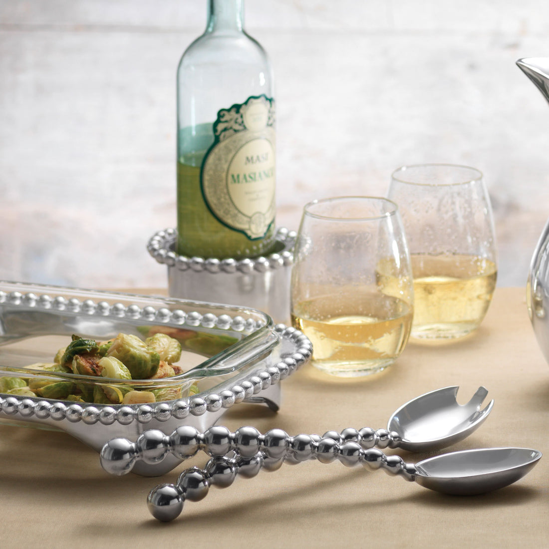 Pearled Wine Coaster-Barware | Mariposa
