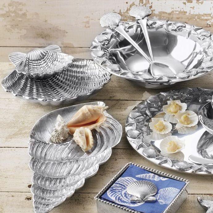Scallop Shell 2-Piece Chip & Dip Set-Serving Trays and More-|-Mariposa