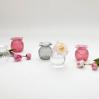 Mariposa Handblown Clear Pineapple Bud Vases, Pink Pineapple Bud Vases, Gray Pineapple Bud Vase