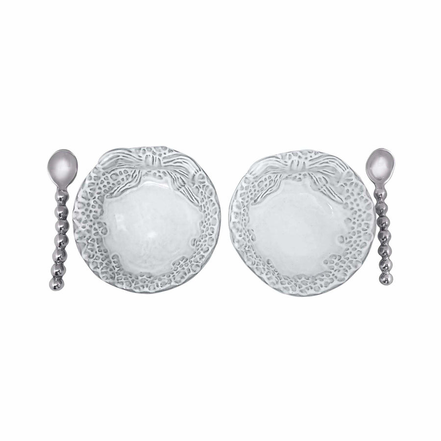 Mariposa | Dotty Wreath Ceramic Open Salt Spoon Set-Canape and Small Plates-Mariposa