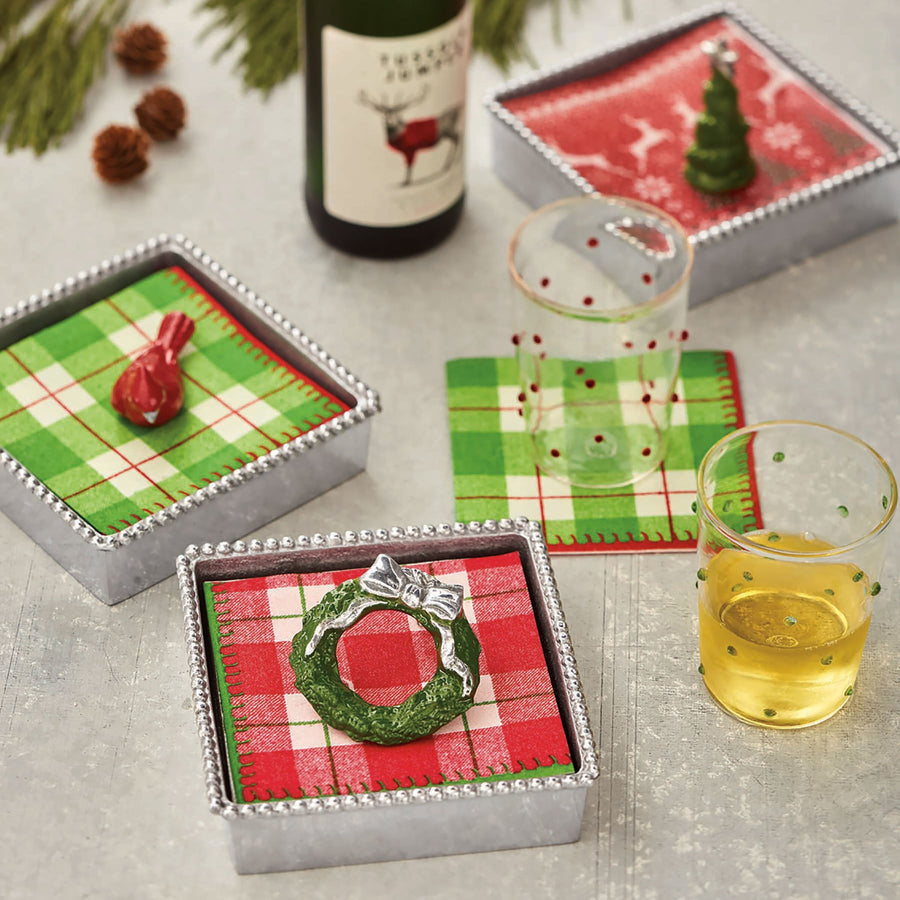 Green Wreath Napkin Weight-Napkin Boxes and Weights | Mariposa