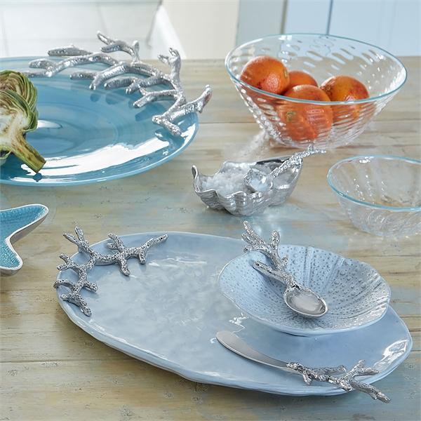 Oyster Dish with Coral Spoon-Table Accessories-|-Mariposa