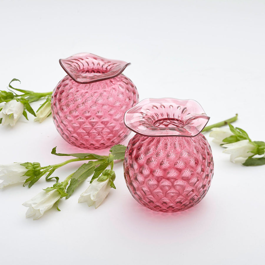 Mariposa Handblown Pink Pineapple Bud Vases