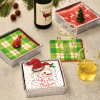 Red Santa Hat Beaded Napkin Box-Napkin Boxes and Weights | Mariposa